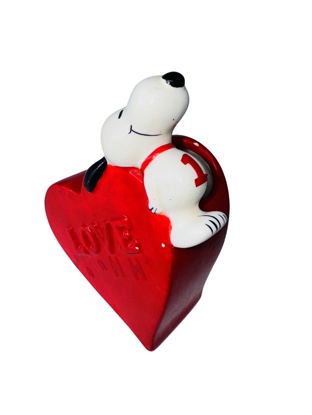 1966 Peanuts Snoopy Love Heart Mini Vase Planter Ceramic 5" Valentines Day